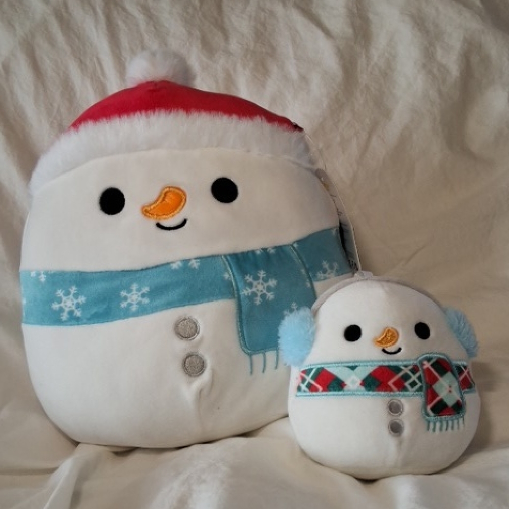 Squishmallow Galindo the Snowman, 8", NWT With Bonus Galindo Ornament